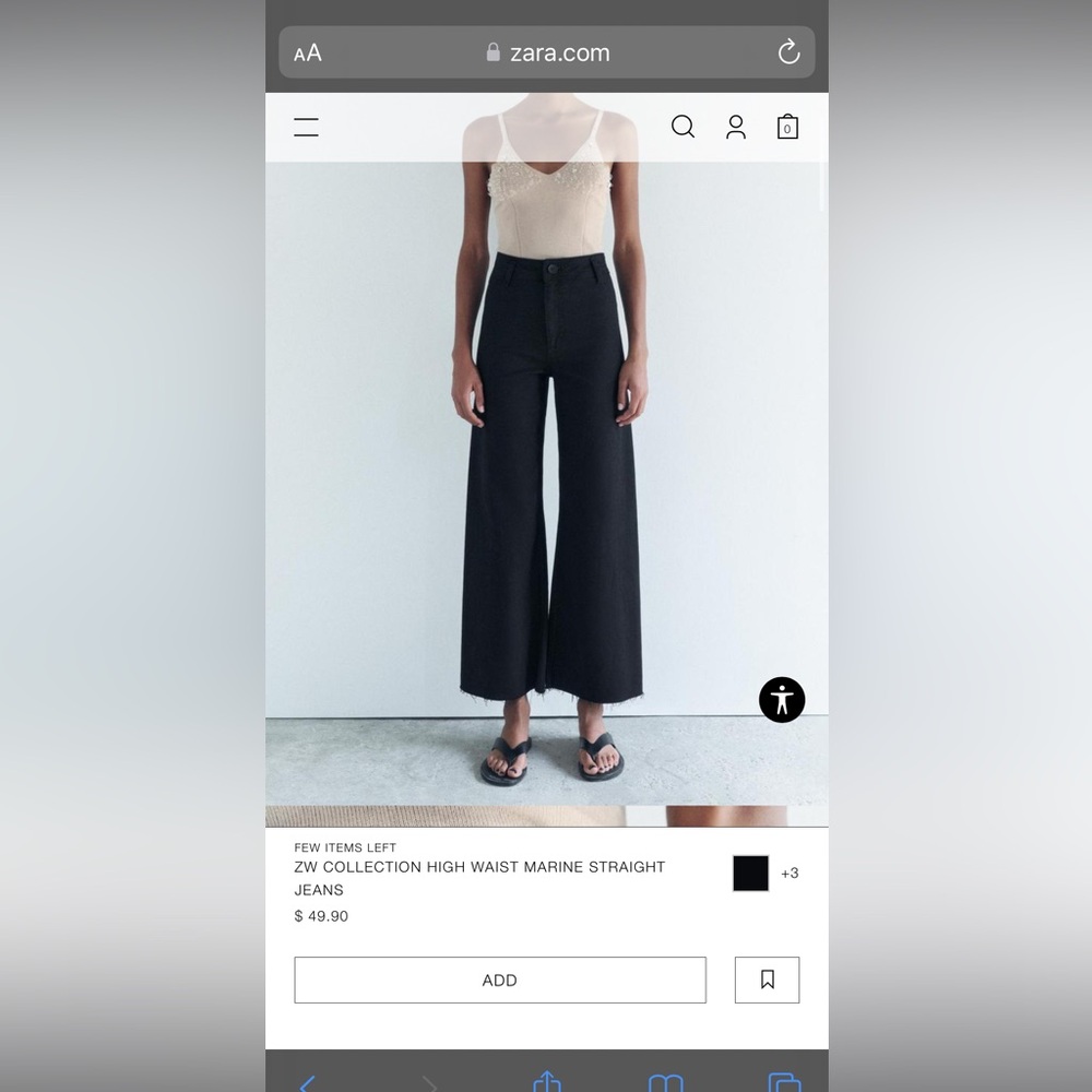 ZARA HIGH WAIST WIDE LEG STRAIGHT JEANS